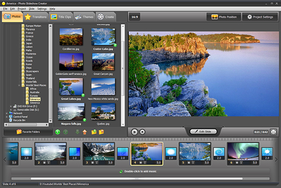تحميل Photo Slideshow Maker Professional لعمل فيديوهات من صورك بجميع الصيغ حتى الويب  Photo-slideshow-creator-software-interface