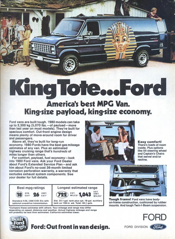 1980 Ford Van Ad The pharaoh on the side of the van is an original touch