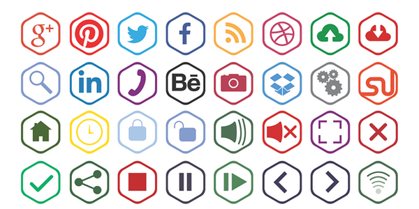 Outline Icons with a Particular Hexagonal Shape