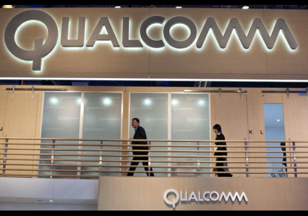 Qualcomm Inc. signage hangs in the company's booth at the 2012 International Consumer Electronics Show (CES)