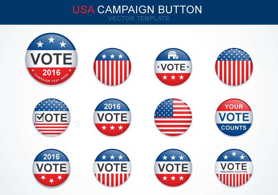 Free Exclusive Vector Illustration Presidential Campaign Button Template