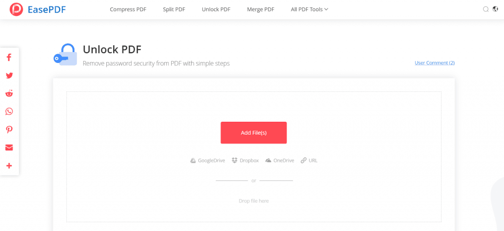 EasePDF Unlock PDF Add File