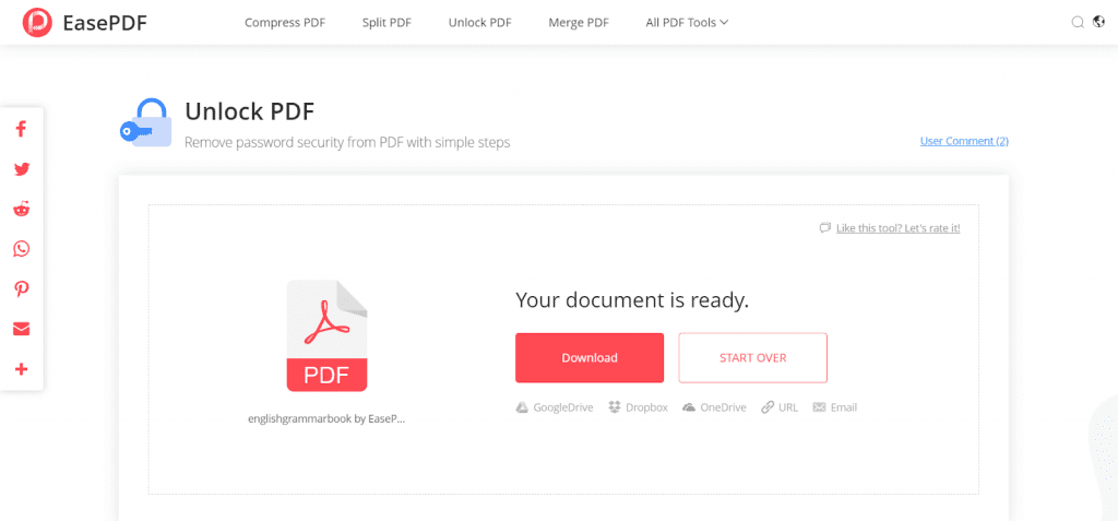 EasePDF Unlock PDF Download File