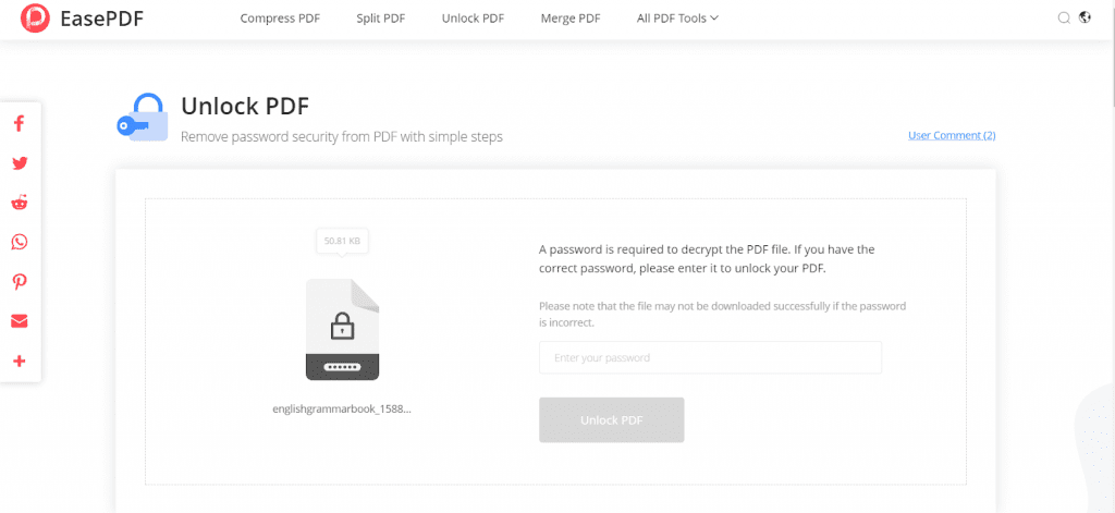 EasePDF Unlock PDF Enter Password