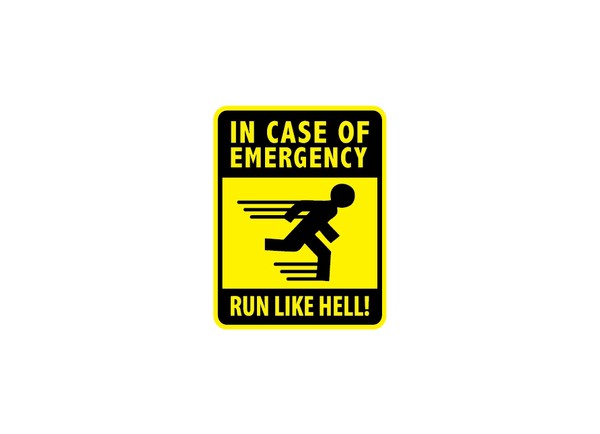 In Case of Emergency наклейки. Running like hell