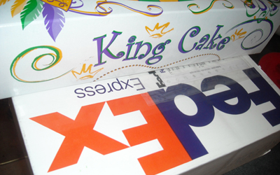 febpix-sebastian-and-king-cake-018 The King Cake Has Arrived! via FedEx! Time to Indulge!