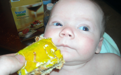 febpix-sebastian-and-king-cake-019 Even the little ones enjoy the King Cake! NOM NOM!
